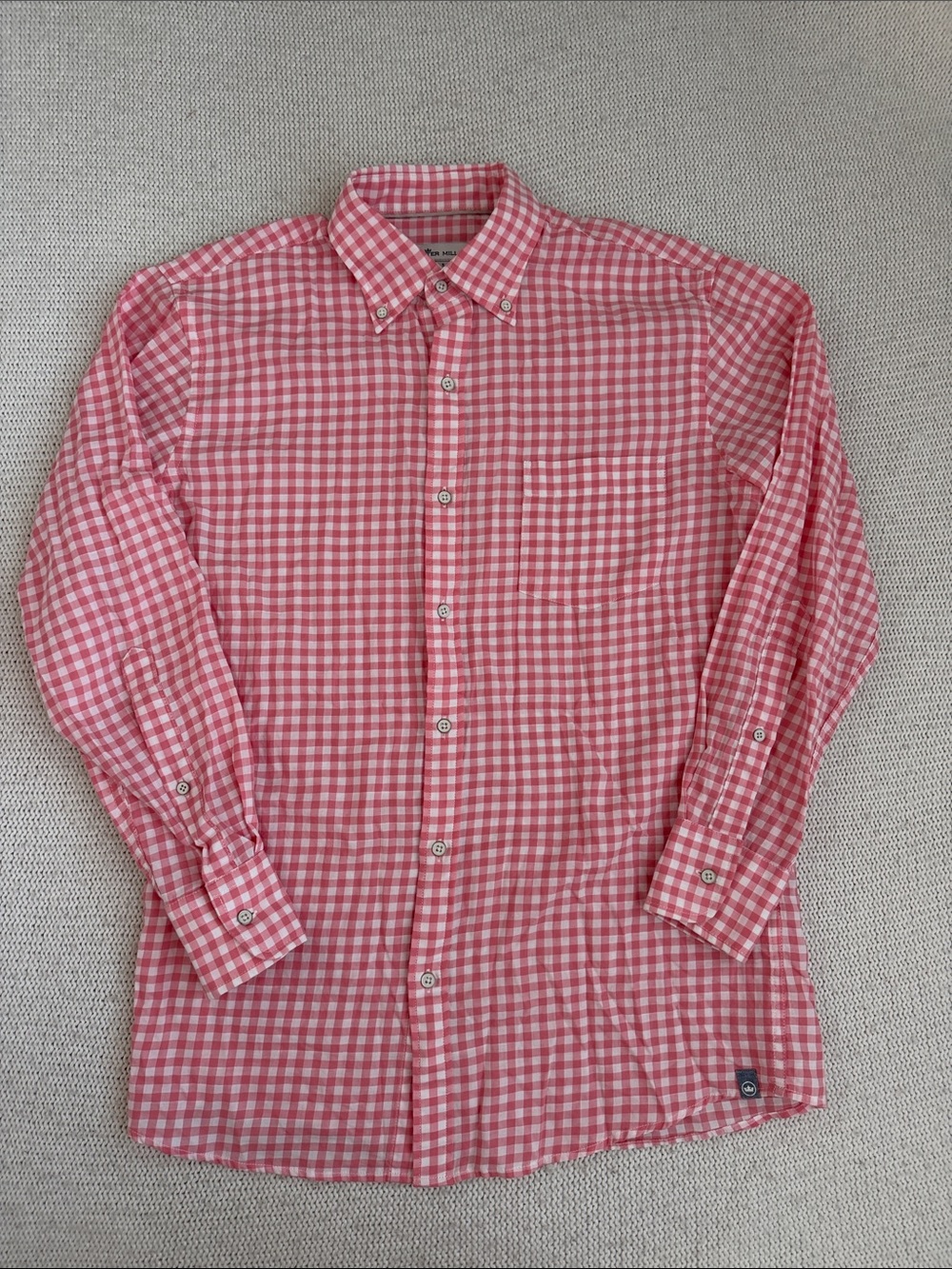 Peter Millar 100% Cotton Gingham Checkered Long Sleeve Button Down Shirt Size S